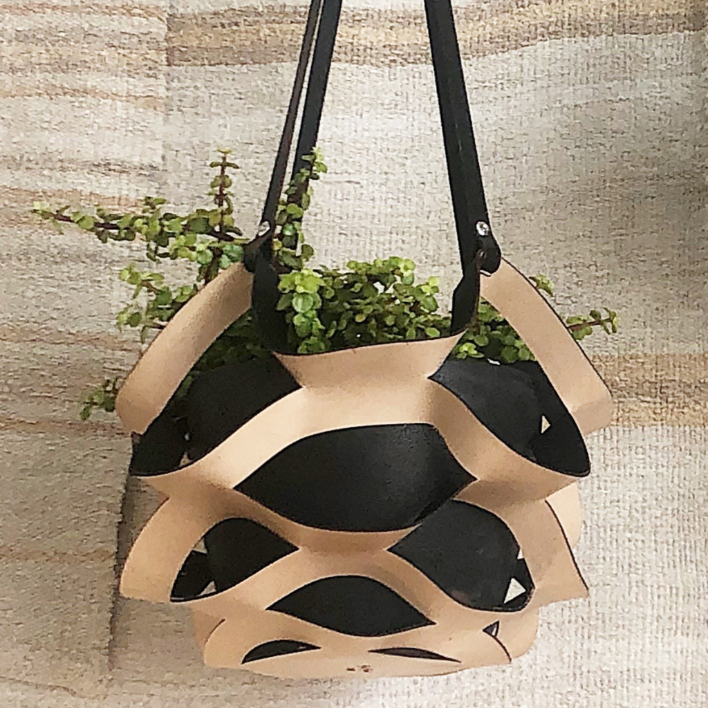 diy leather hanging planter KIRIGAMI Leather Hanging Plant – Lonetree Santa Barbara